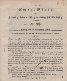 Amts-Blatt der Königlichen Regierung zu Danzig, 28. November 1849, Nr. 48