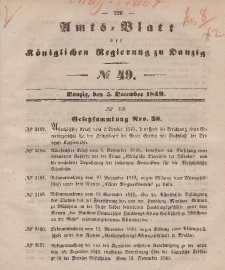 Amts-Blatt der Königlichen Regierung zu Danzig, 5. Dezember 1849, Nr. 49