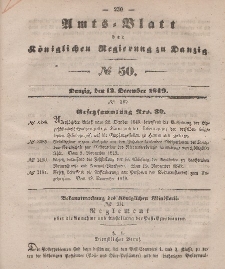 Amts-Blatt der Königlichen Regierung zu Danzig, 12. Dezember 1849, Nr. 50