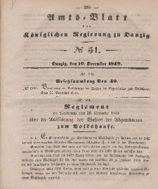 Amts-Blatt der Königlichen Regierung zu Danzig, 19. Dezember 1849, Nr. 51