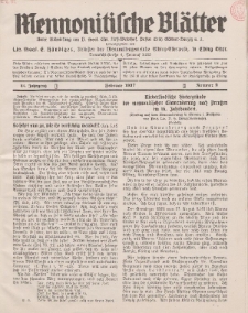 Mennonitische Blätter, Februar 1937, nr 2, Jahrgang 84.