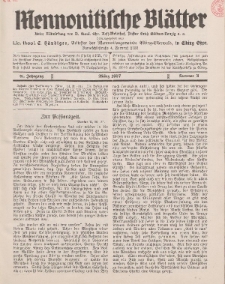 Mennonitische Blätter, März 1937, nr 3, Jahrgang 84.