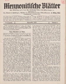 Mennonitische Blätter, September 1937, nr 9, Jahrgang 84.