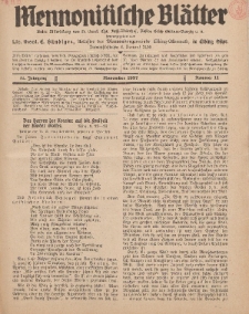 Mennonitische Blätter, November 1937, nr 11, Jahrgang 84.