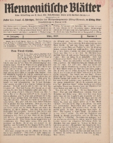 Mennonitische Blätter, März 1938, nr 3, Jahrgang 85.