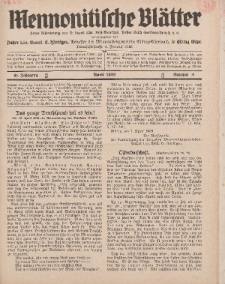 Mennonitische Blätter, April 1938, nr 4, Jahrgang 85.