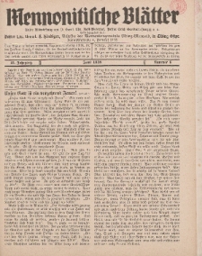 Mennonitische Blätter, Juni 1938, nr 6, Jahrgang 85.