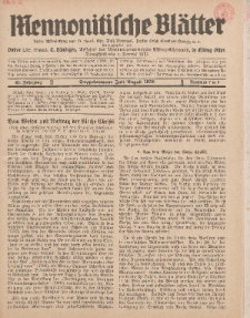 Mennonitische Blätter, Juli / August 1938, nr 7 / 8, Jahrgang 85.