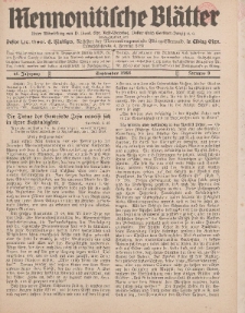 Mennonitische Blätter, September 1938, nr 9, Jahrgang 85.