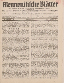 Mennonitische Blätter, Oktober 1938, nr 10, Jahrgang 85.