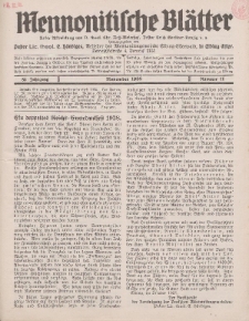 Mennonitische Blätter, November 1938, nr 11, Jahrgang 85.