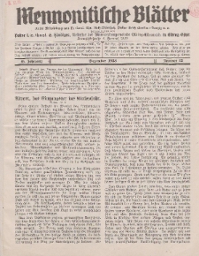 Mennonitische Blätter, Dezember 1938, nr 12, Jahrgang 85.