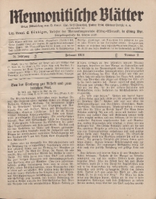 Mennonitische Blätter, Februar 1931, nr 2, Jahrgang 78.