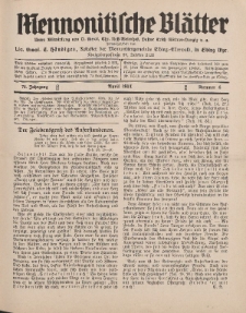 Mennonitische Blätter, April 1931, nr 4, Jahrgang 78.