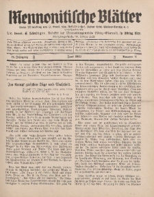 Mennonitische Blätter, Juni 1931, nr 6, Jahrgang 78.