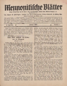 Mennonitische Blätter, Januar 1932, nr 1, Jahrgang 79.