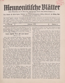 Mennonitische Blätter, Februar 1932, nr 2, Jahrgang 79.