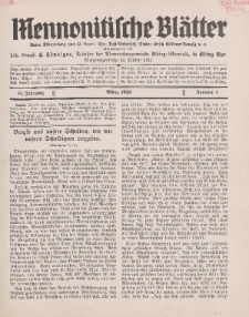 Mennonitische Blätter, März 1932, nr 3, Jahrgang 79.