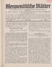 Mennonitische Blätter, Juni 1932, nr 6, Jahrgang 79.