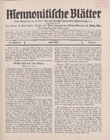 Mennonitische Blätter, Juli 1932, nr 7, Jahrgang 79.
