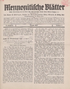 Mennonitische Blätter, August 1932, nr 8, Jahrgang 79.