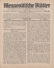 Mennonitische Blätter, September 1929, nr 9, Jahrgang 76.