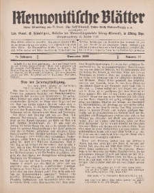 Mennonitische Blätter, November 1929, nr 11, Jahrgang 76.