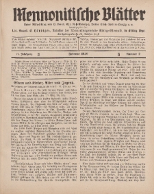 Mennonitische Blätter, Februar 1930, nr 2, Jahrgang 77.