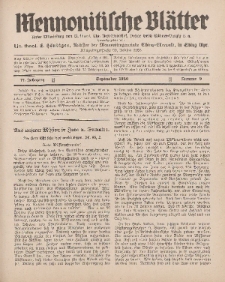 Mennonitische Blätter, September 1930, nr 9, Jahrgang 77.