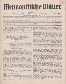 Mennonitische Blätter, November 1933, nr 11, Jahrgang 80.