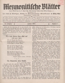 Mennonitische Blätter, Januar 1934, nr 1, Jahrgang 81.
