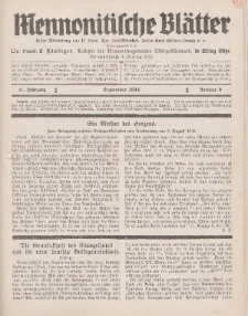 Mennonitische Blätter, September 1934, nr 9, Jahrgang 81.