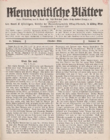 Mennonitische Blätter, Oktober 1934, nr 10, Jahrgang 81.