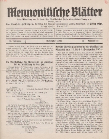 Mennonitische Blätter, November 1934, nr 11, Jahrgang 81.