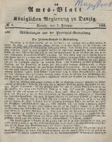 Amts-Blatt der Königlichen Regierung zu Danzig, 7. Februar 1866, Nr. 6