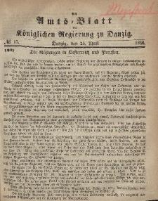 Amts-Blatt der Königlichen Regierung zu Danzig, 25. April 1866, Nr. 17
