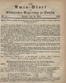 Amts-Blatt der Königlichen Regierung zu Danzig, 16. Mai 1866, Nr. 20