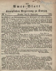 Amts-Blatt der Königlichen Regierung zu Danzig, 12. September 1866, Nr. 37