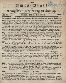 Amts-Blatt der Königlichen Regierung zu Danzig, 19. September 1866, Nr. 38