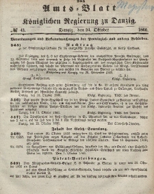 Amts-Blatt der Königlichen Regierung zu Danzig, 24. Oktober 1866, Nr. 43