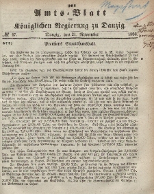 Amts-Blatt der Königlichen Regierung zu Danzig, 21. November 1866, Nr. 47