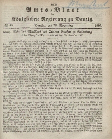 Amts-Blatt der Königlichen Regierung zu Danzig, 28. November 1866, Nr. 48