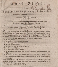 Amts-Blatt der Königlichen Regierung zu Danzig, 1. Januar 1840, Nr. 1