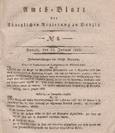 Amts-Blatt der Königlichen Regierung zu Danzig, 22. Januar 1840, Nr. 4