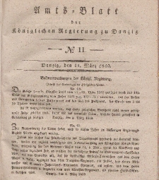 Amts-Blatt der Königlichen Regierung zu Danzig, 11. März 1840, Nr. 11