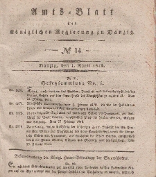 Amts-Blatt der Königlichen Regierung zu Danzig, 1. April 1840, Nr. 14