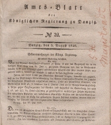 Amts-Blatt der Königlichen Regierung zu Danzig, 5. August 1840, Nr. 32