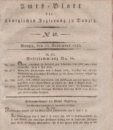 Amts-Blatt der Königlichen Regierung zu Danzig, 30. September 1840, Nr. 40
