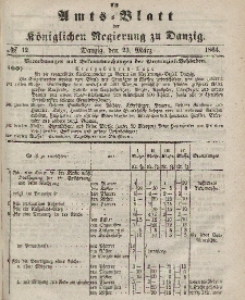 Amts-Blatt der Königlichen Regierung zu Danzig, 23. März 1864, Nr. 12