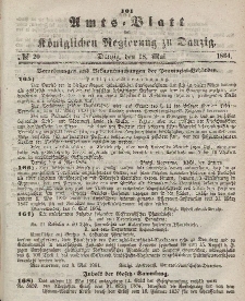 Amts-Blatt der Königlichen Regierung zu Danzig, 18. Mai 1864, Nr. 20